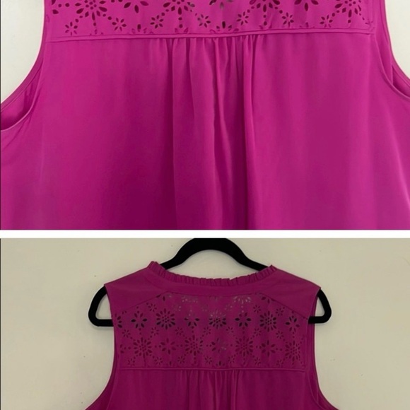 St. John's Bay Fuchsia Sleeveless Blouse - Picture 3 of 5
